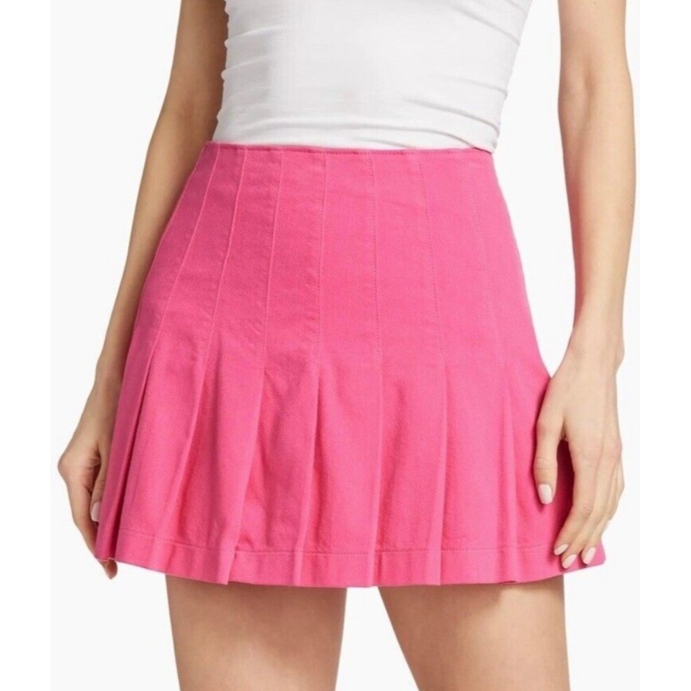 NWT ALICE + OLIVIA Carter Pleated Mini Skirt Candy Pink Women Size 26 Casual‎